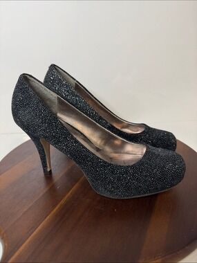 Madden Girl Black Sparkly Heels – Size 7 – Party / Occasion Shoes